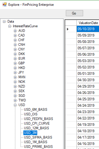 explore data category to load market data in FinPricing
